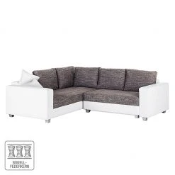 Fredriks Ecksofa Dublin I (mit Schlaffunktion) - Kunstleder/Strukturstoff - Weiß / Grau - Breite: 254 cm