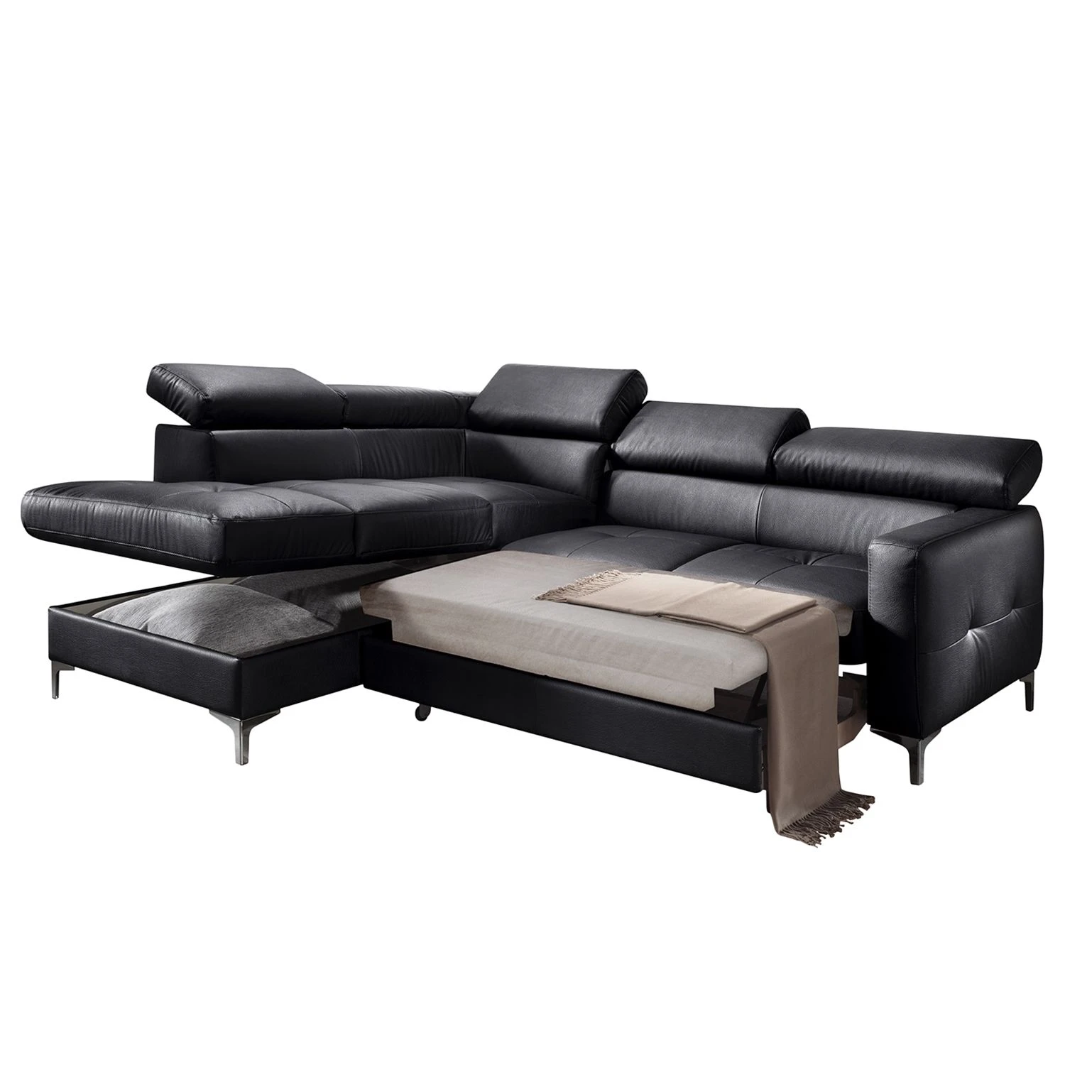 Cotta Ecksofa Eduardo II Echtleder - Schwarz - Longchair davorstehend links - Bettkasten - Schlaffunktion 5 Cotta Ecksofa Eduardo II Echtleder - Schwarz - Longchair davorstehend links - Bettkasten - Schlaffunktion – Bild 5