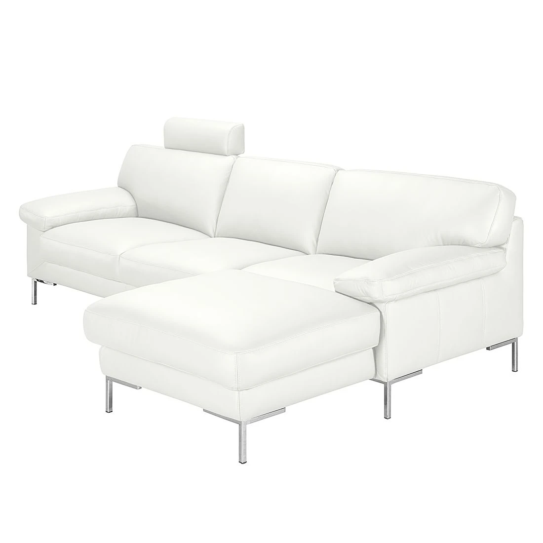 Ars manufacti Ecksofa Parlin Echtleder - Weiß - Longchair davorstehend rechts - Mit Kopfstütze 4 Ars manufacti Ecksofa Parlin Echtleder - Weiß - Longchair davorstehend rechts - Mit Kopfstütze – Bild 4