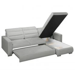 Fredriks Ecksofa Farsley (mit Schlaffunktion) - Microfaser -Wohnzimmermöbel boutique en ligne ecksofa farsley mit schlaffunktion microfaser longchair davorstehend rechts platin 5099388