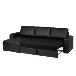 Fredriks Ecksofa Gigilio (mit Schlaffunktion) - Kunstleder Schwarz - Longchair beidseitig montierbar -Wohnzimmermöbel boutique en ligne ecksofa gigilio mit schlaffunktion kunstleder schwarz ottomane rechts links montierbar 1318538