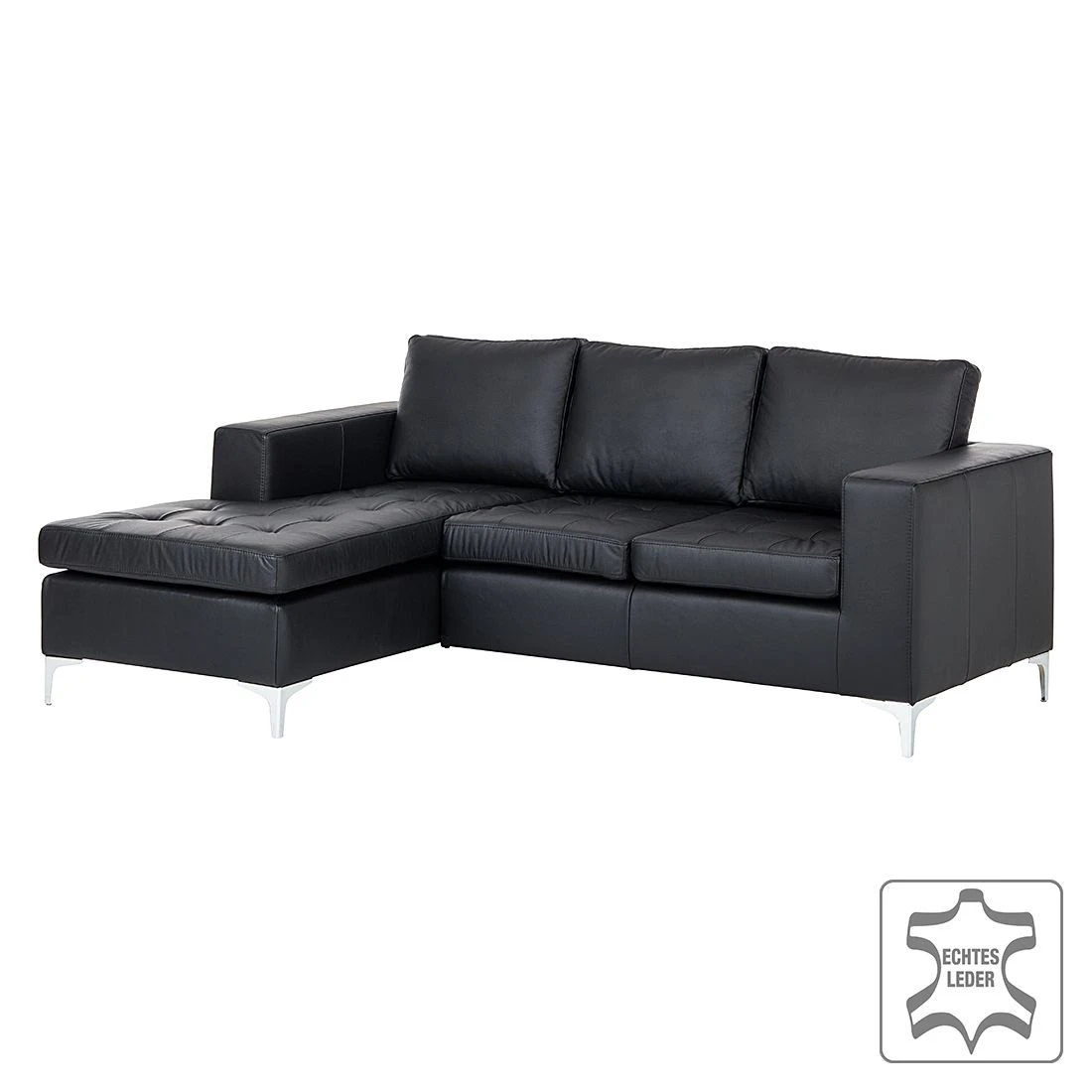 Loftscape Ecksofa Giulia Echtleder - Schwarz - Longchair davorstehend links 2 Loftscape Ecksofa Giulia Echtleder - Schwarz - Longchair davorstehend links – Bild 2