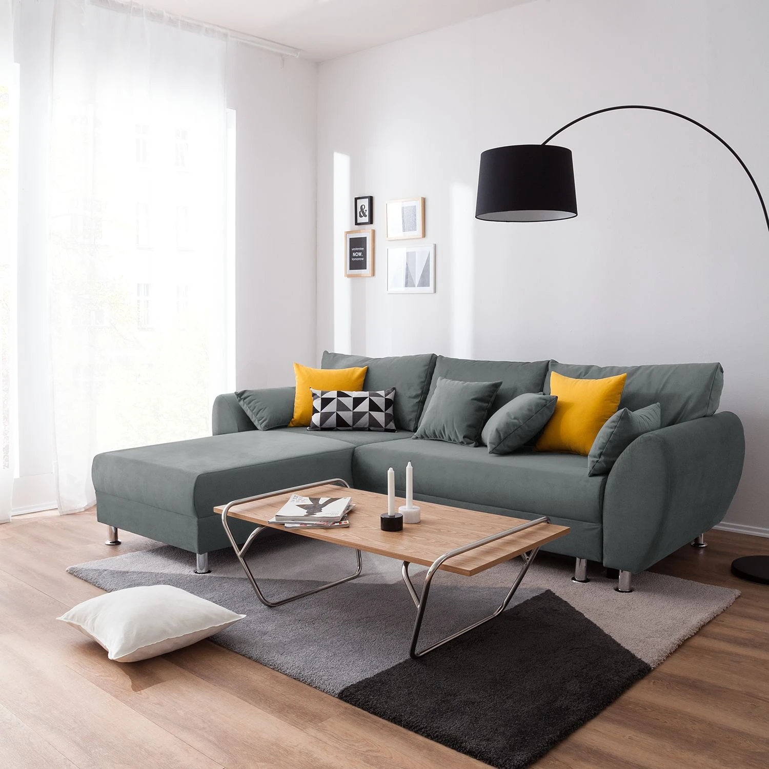 Roomscape Ecksofa Glenrock (mit Schlaffunktion) - beidseitig montierbar - Microfaser - Grau 2 Roomscape Ecksofa Glenrock (mit Schlaffunktion) - beidseitig montierbar - Microfaser - Grau – Bild 2