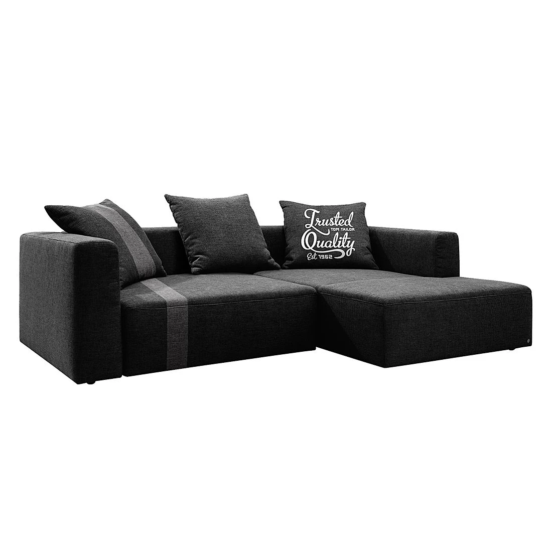 Tom Tailor Ecksofa Heaven Stripe Webstoff Longchair - davorstehend rechts - Schwarz / Grau - Ohne Kissen 1 Tom Tailor Ecksofa Heaven Stripe Webstoff Longchair - davorstehend rechts - Schwarz / Grau - Ohne Kissen