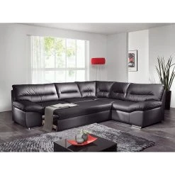 Cotta Ecksofa Howard (mit Schlaffunktion) - Kunstleder Schwarz - Bettfunktion davorstehend links -Wohnzimmermöbel boutique en ligne ecksofa howard mit schlaffunktion kunstleder schwarz bettfunktion davorstehend links 426819
