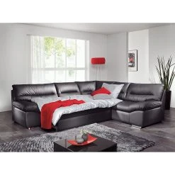 Cotta Ecksofa Howard (mit Schlaffunktion) - Kunstleder Schwarz - Bettfunktion davorstehend links -Wohnzimmermöbel boutique en ligne ecksofa howard mit schlaffunktion kunstleder schwarz bettfunktion davorstehend links 426820