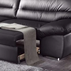 Cotta Ecksofa Howard (mit Schlaffunktion) - Kunstleder Schwarz - Bettfunktion davorstehend rechts -Wohnzimmermöbel boutique en ligne ecksofa howard mit schlaffunktion kunstleder schwarz bettfunktion davorstehend rechts 264391