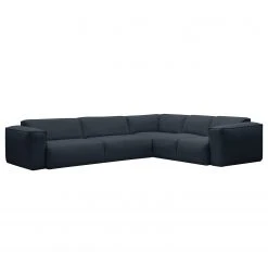 Studio Copenhagen Ecksofa HUDSON mit Rundecke - Webstoff Anda II: Grau - Ecke davorstehend rechts