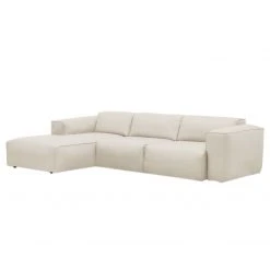 Studio Copenhagen Ecksofa HUDSON 3-Sitzer mit Longchair - Echtleder Neka: Creme - Breite: 284 cm - Longchair davorstehend links