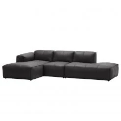 Studio Copenhagen Ecksofa HUDSON mit Chaiselongue - Echtleder Neka: Grau - Longchair davorstehend links