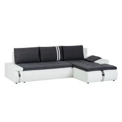 Mooved Ecksofa Huelva (mit Schlaffunktion) - Kunstleder/Webstoff - Weiß / Grau - Longchair davorstehend rechts