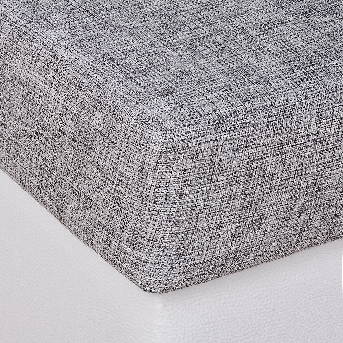 Roomscape Ecksofa Ilona (mit Schlaffunktion) - Kunstleder / Webstoff Weiß / Grau - Longchair davorstehend links 9 Roomscape Ecksofa Ilona (mit Schlaffunktion) - Kunstleder / Webstoff Weiß / Grau - Longchair davorstehend links – Bild 9