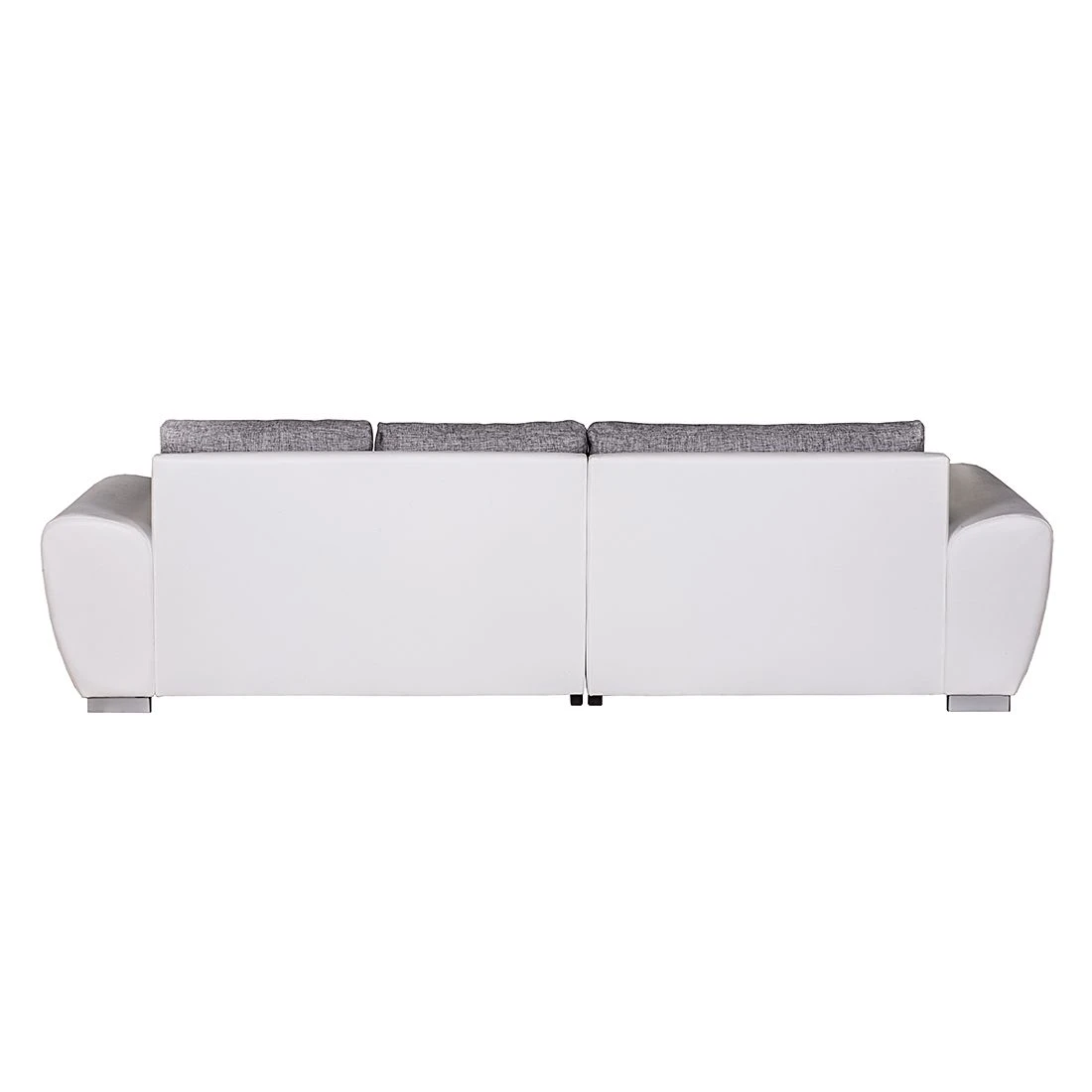 Roomscape Ecksofa Ilona (mit Schlaffunktion) - Kunstleder / Webstoff Weiß / Grau - Longchair davorstehend links 8 Roomscape Ecksofa Ilona (mit Schlaffunktion) - Kunstleder / Webstoff Weiß / Grau - Longchair davorstehend links – Bild 8