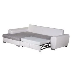 Roomscape Ecksofa Ilona (mit Schlaffunktion) - Kunstleder / Webstoff Weiß / Grau - Longchair davorstehend links 18 Roomscape Ecksofa Ilona (mit Schlaffunktion) - Kunstleder / Webstoff Weiß / Grau - Longchair davorstehend links -Wohnzimmermöbel boutique en ligne ecksofa ilona mit schlaffunktion kunstleder weiss webstoff grau ottomane davorstehend links 382957