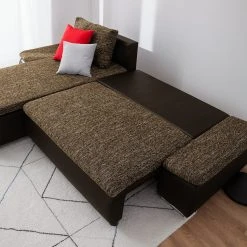 Fredriks Ecksofa Laza - mit Schlaffunktion - Kunstleder / Webstoff - Dunkelbraun / Cappuccino - Longchair davorstehend links -Wohnzimmermöbel boutique en ligne ecksofa laza mit schlaffunktion kunstleder webstoff longchair davorstehend links dunkelbraun cappuccino 4973304