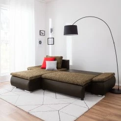 Fredriks Ecksofa Laza - mit Schlaffunktion - Kunstleder / Webstoff - Dunkelbraun / Cappuccino - Longchair davorstehend links -Wohnzimmermöbel boutique en ligne ecksofa laza mit schlaffunktion kunstleder webstoff longchair davorstehend links dunkelbraun cappuccino 4973316