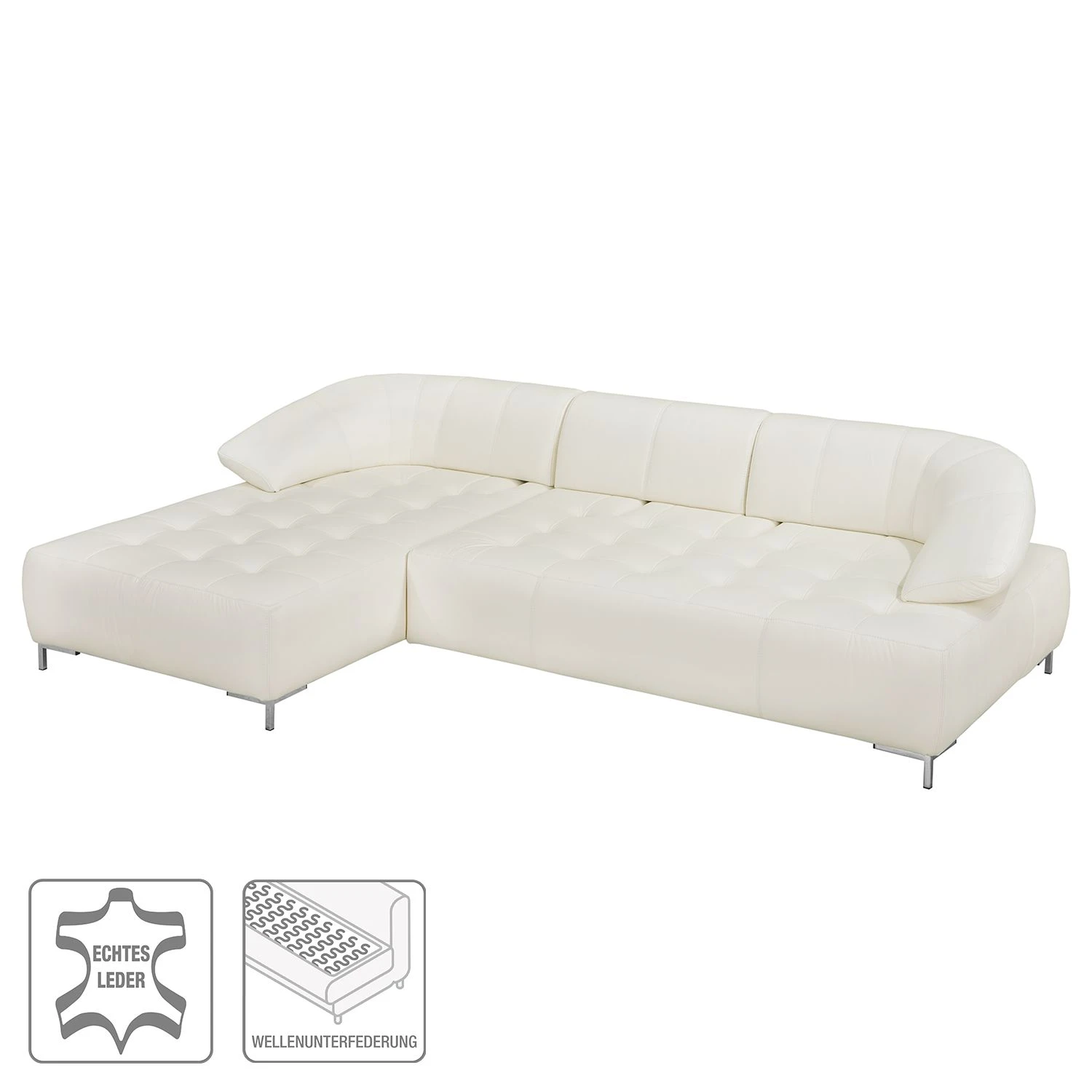 Fredriks Ecksofa Lyneal Echtleder - Weiß - Ottomane davorstehend links 2 Fredriks Ecksofa Lyneal Echtleder - Weiß - Ottomane davorstehend links – Bild 2