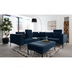 Studio Copenhagen Ecksofa Madison II - Samt - Samt Shyla: Dunkelblau - Ecke davorstehend links -Wohnzimmermöbel boutique en ligne ecksofa madison ii samt 3 sitzer davorstehend links stoff shyla dunkelblau 5169460