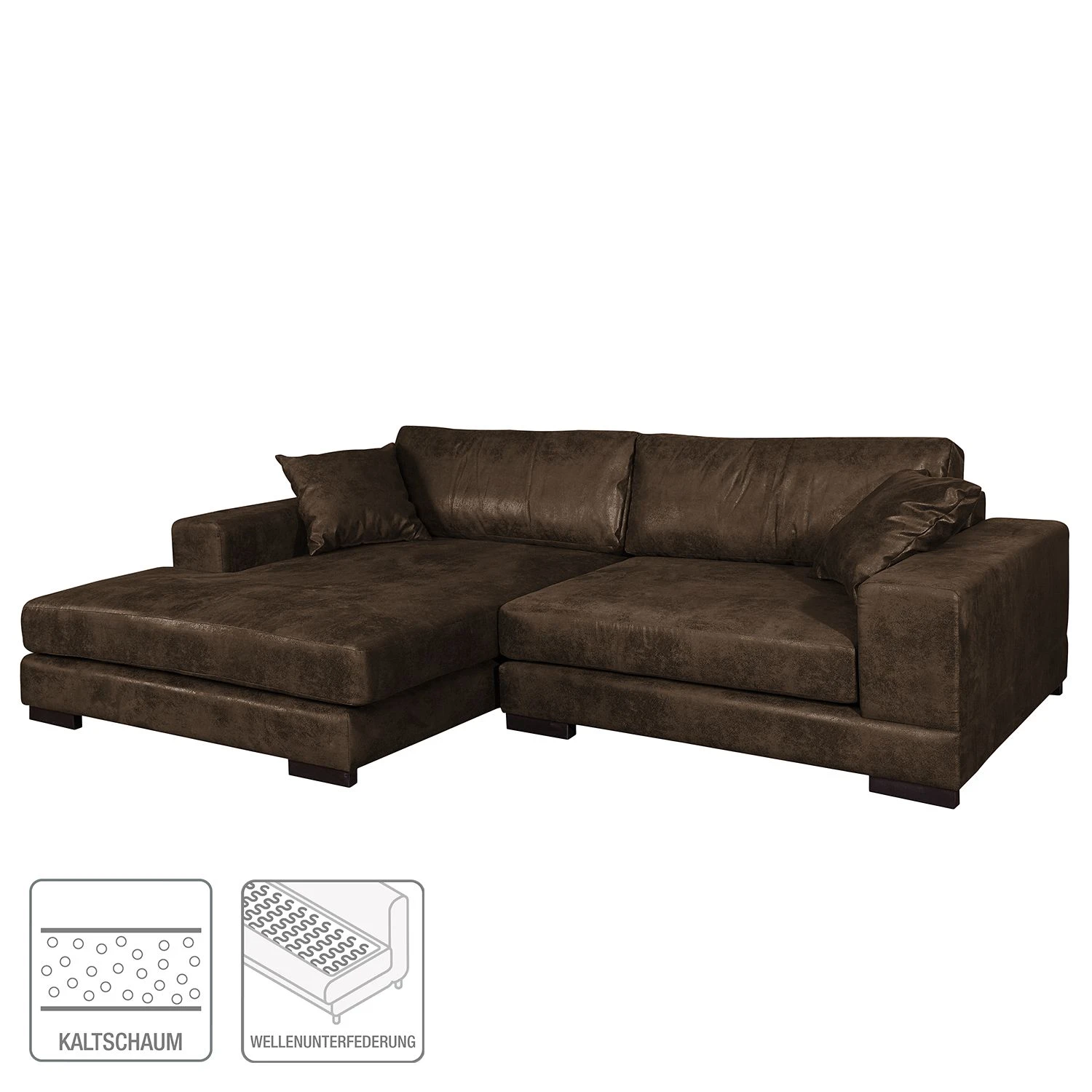 Fredriks Ecksofa Mandor Antiklederlook - Braun - Longchair davorstehend links 2 Fredriks Ecksofa Mandor Antiklederlook - Braun - Longchair davorstehend links – Bild 2