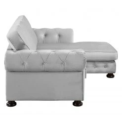 Velvet Studio Ecksofa Marau - Lichtgrau - Longchair davorstehend rechts -Wohnzimmermöbel boutique en ligne ecksofa marau samt longchair davorstehend rechts hellgrau 4950516