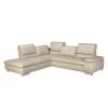 Fredriks Ecksofa Masca I Echtleder - Beige - Longchair davorstehend links - Keine Funktion
