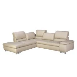 Fredriks Ecksofa Masca I Echtleder - Beige - Longchair davorstehend links - Keine Funktion