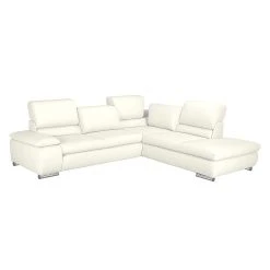 Fredriks Ecksofa Masca - Kunstleder Weiß - Ottomane davorstehend rechts - ohne Schlaffunktion