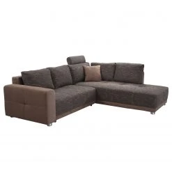 Fredriks Ecksofa Chuck - (mit Schlaffunktion / beidseitig montierbar) - Microfaser / Strukturstoff - Braun