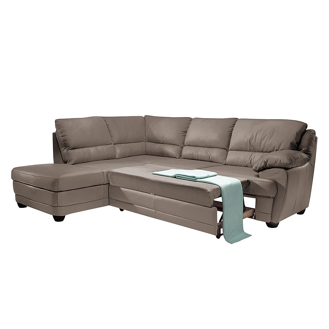 Cotta Ecksofa Kevin (mit Schlaffunktion) - Echtleder Taupe - Ottomane davorstehend links 3 Cotta Ecksofa Kevin (mit Schlaffunktion) - Echtleder Taupe - Ottomane davorstehend links – Bild 3