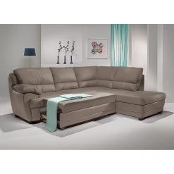Cotta Ecksofa Kevin (mit Schlaffunktion) - Echtleder Taupe - Ottomane davorstehend rechts -Wohnzimmermöbel boutique en ligne ecksofa nebolo mit schlaffunktion echtleder taupe ottomane davorstehend rechts 343432