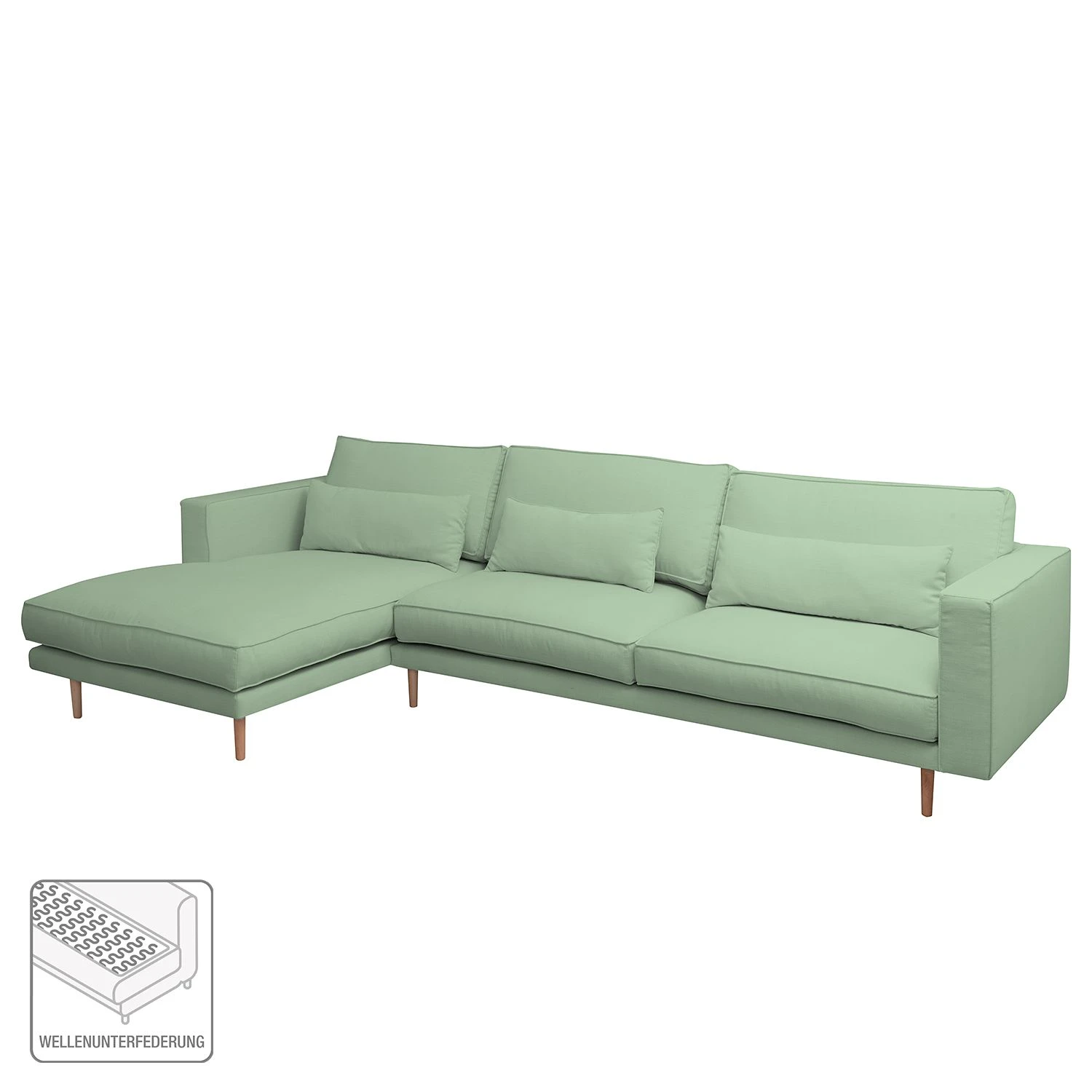 Mørteens Ecksofa Lacona Strukturstoff - Mintgrau - Longchair davorstehend links 2 Mørteens Ecksofa Lacona Strukturstoff - Mintgrau - Longchair davorstehend links – Bild 2