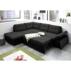 Fredriks Ecksofa Puntiro (mit Schlaffunktion) - Kunstleder Lilo / Strukturstoff Satur: Schwarz / Anthrazit - Ottomane davorstehend links 15 Fredriks Ecksofa Puntiro (mit Schlaffunktion) - Kunstleder Lilo / Strukturstoff Satur: Schwarz / Anthrazit - Ottomane davorstehend links -Wohnzimmermöbel boutique en ligne ecksofa puntiro mit schlaffunktion kunstleder webstoff ottomane davorstehend links schwarz dunkelbraun 4459048