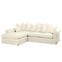 Maison Belfort Ecksofa Saltum Webstoff - Cremeweiß - Longchair davorstehend links