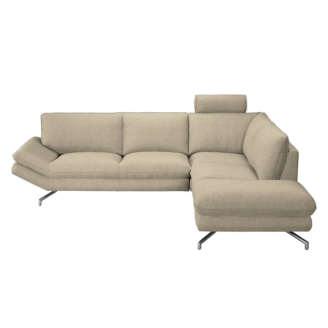 Loftscape Ecksofa Sharon - Webstoff Beige - Ottomane davorstehend rechts - Mit 2 Kopfstützen 2 Loftscape Ecksofa Sharon - Webstoff Beige - Ottomane davorstehend rechts - Mit 2 Kopfstützen – Bild 2