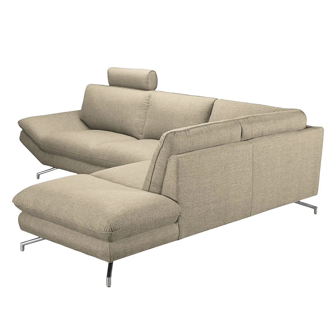 Loftscape Ecksofa Sharon - Webstoff Beige - Ottomane davorstehend rechts - Mit 2 Kopfstützen 5 Loftscape Ecksofa Sharon - Webstoff Beige - Ottomane davorstehend rechts - Mit 2 Kopfstützen – Bild 5