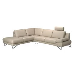 Loftscape Ecksofa Silvano - Kunstleder Taupe - Ottomane davorstehend links - mit 1 Kopfstütze