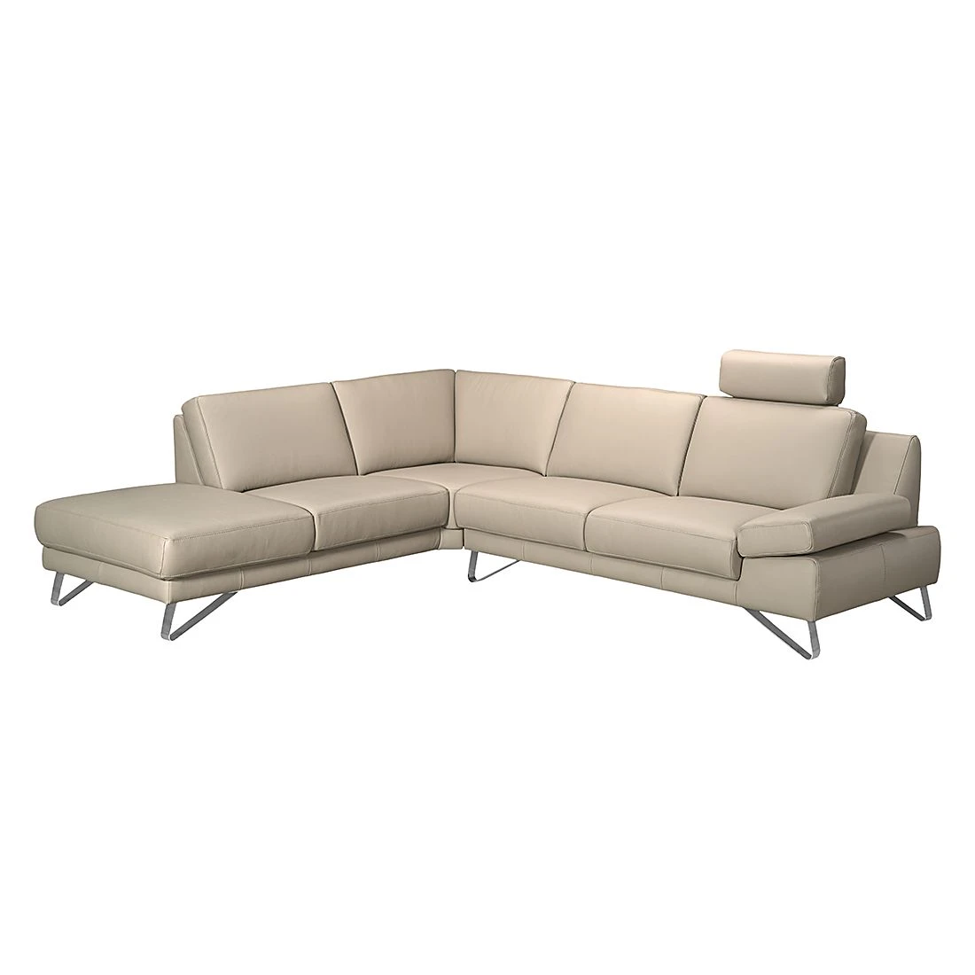 Loftscape Ecksofa Silvano - Kunstleder Taupe - Ottomane davorstehend links - mit 1 Kopfstütze 1 Loftscape Ecksofa Silvano - Kunstleder Taupe - Ottomane davorstehend links - mit 1 Kopfstütze
