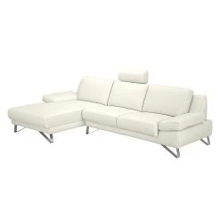 Loftscape Ecksofa Silvano - Kunstleder Weiß - Longchair davorstehend links - mit 1 Kopfstütze