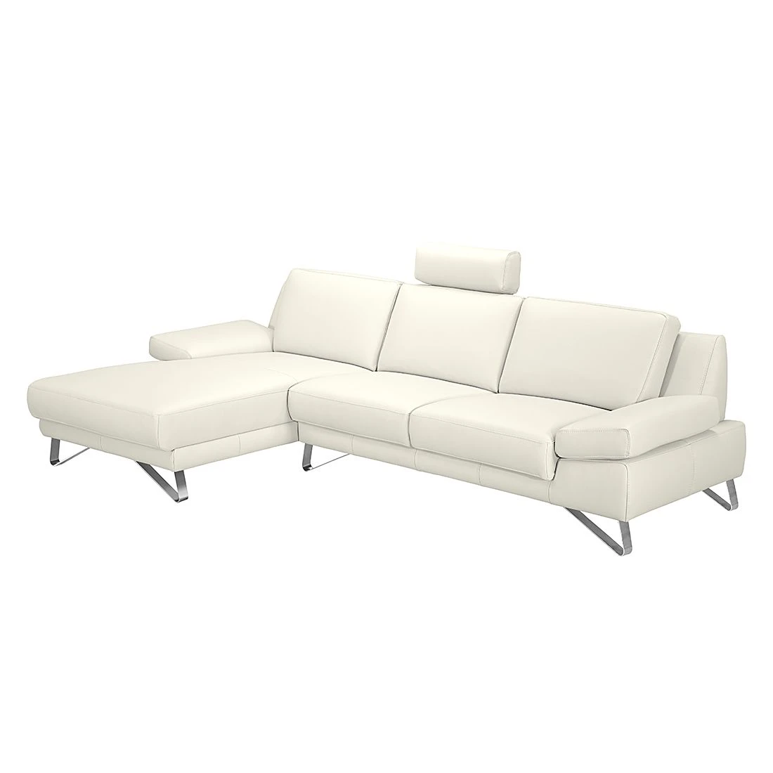 Loftscape Ecksofa Silvano - Kunstleder Weiß - Longchair davorstehend links - mit 1 Kopfstütze 1 Loftscape Ecksofa Silvano - Kunstleder Weiß - Longchair davorstehend links - mit 1 Kopfstütze