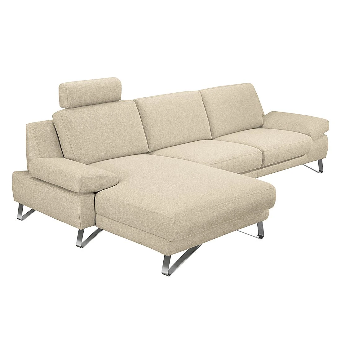 Loftscape Ecksofa Silvano - Webstoff Beige - Longchair davorstehend links - mit 1 Kopfstütze 5 Loftscape Ecksofa Silvano - Webstoff Beige - Longchair davorstehend links - mit 1 Kopfstütze – Bild 5