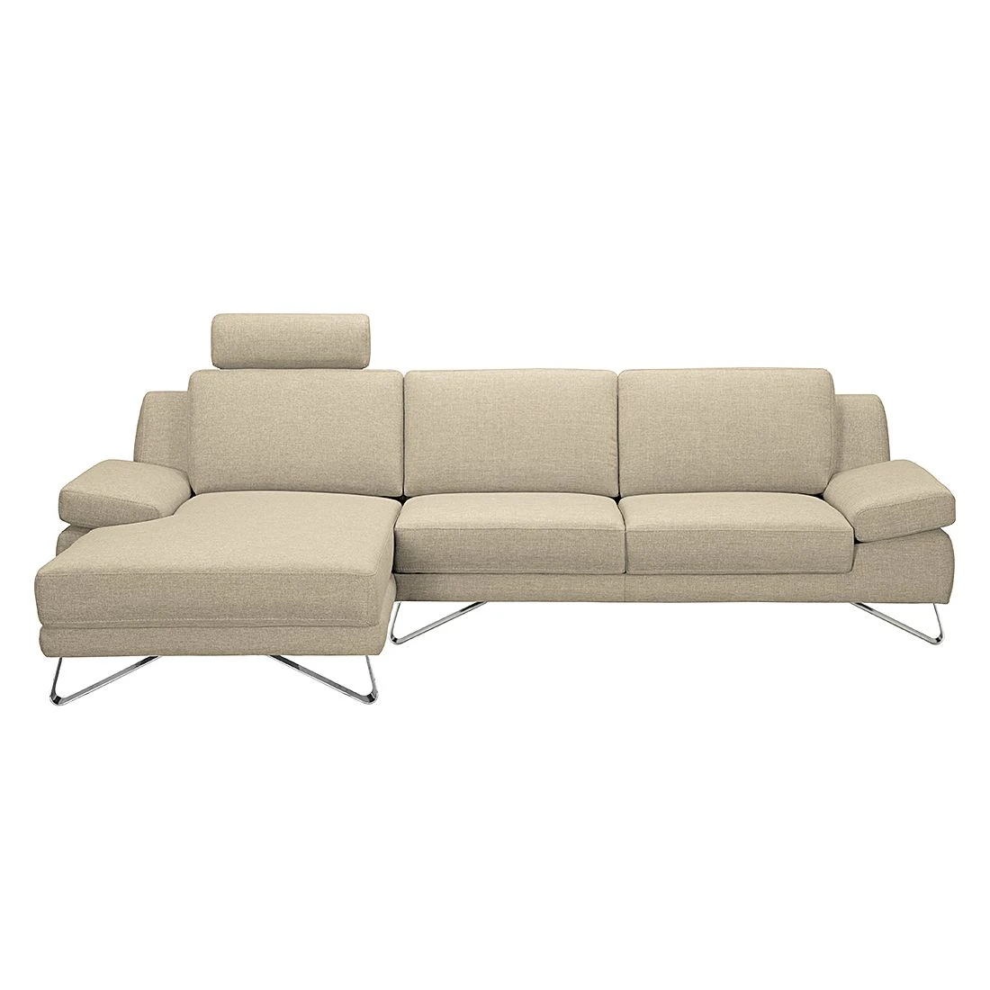 Loftscape Ecksofa Silvano - Webstoff Beige - Longchair davorstehend links - mit 1 Kopfstütze 2 Loftscape Ecksofa Silvano - Webstoff Beige - Longchair davorstehend links - mit 1 Kopfstütze – Bild 2