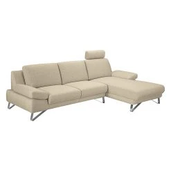 Loftscape Ecksofa Silvano - Webstoff Beige - Longchair davorstehend rechts - ohne Kopfstütze