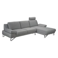 Loftscape Ecksofa Silvano - Webstoff Grau - Longchair davorstehend rechts - ohne Kopfstütze