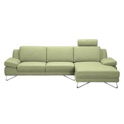 Loftscape Ecksofa Silvano - Webstoff Grün - Longchair davorstehend rechts - mit 1 Kopfstütze