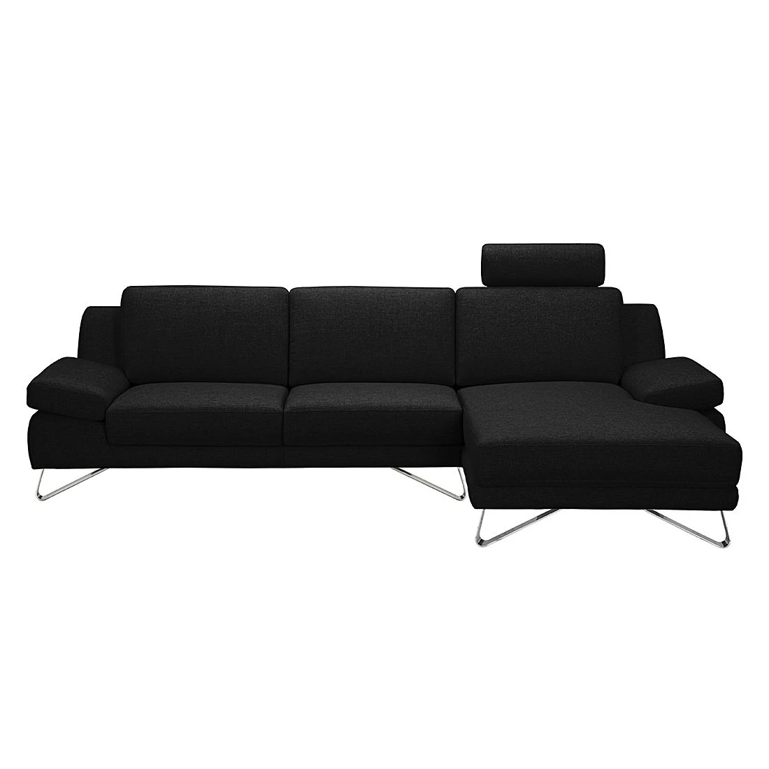 Loftscape Ecksofa Silvano - Webstoff Schwarz - Longchair davorstehend rechts - ohne Kopfstütze 1 Loftscape Ecksofa Silvano - Webstoff Schwarz - Longchair davorstehend rechts - ohne Kopfstütze