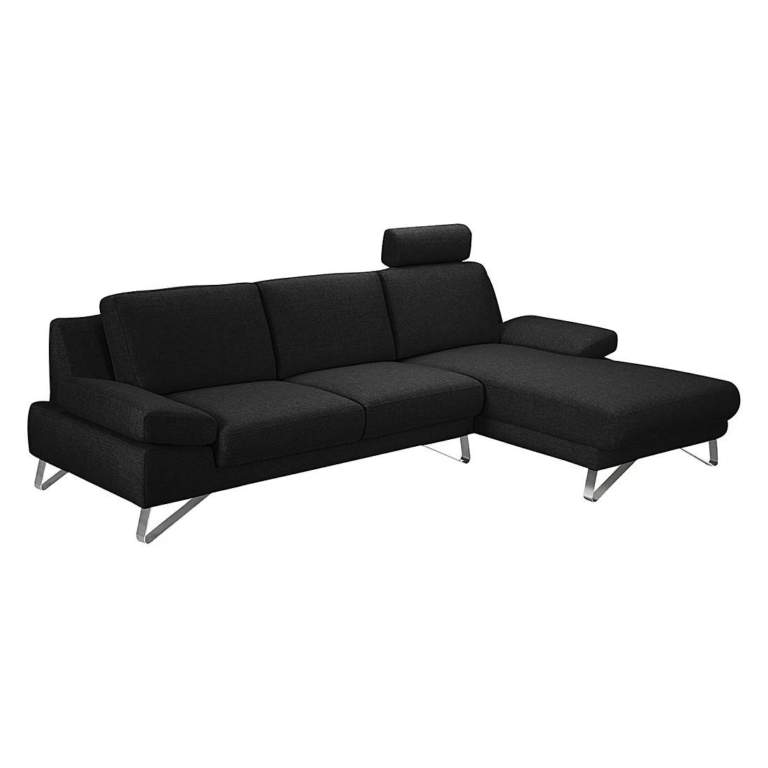 Loftscape Ecksofa Silvano - Webstoff Schwarz - Longchair davorstehend rechts - ohne Kopfstütze 2 Loftscape Ecksofa Silvano - Webstoff Schwarz - Longchair davorstehend rechts - ohne Kopfstütze – Bild 2