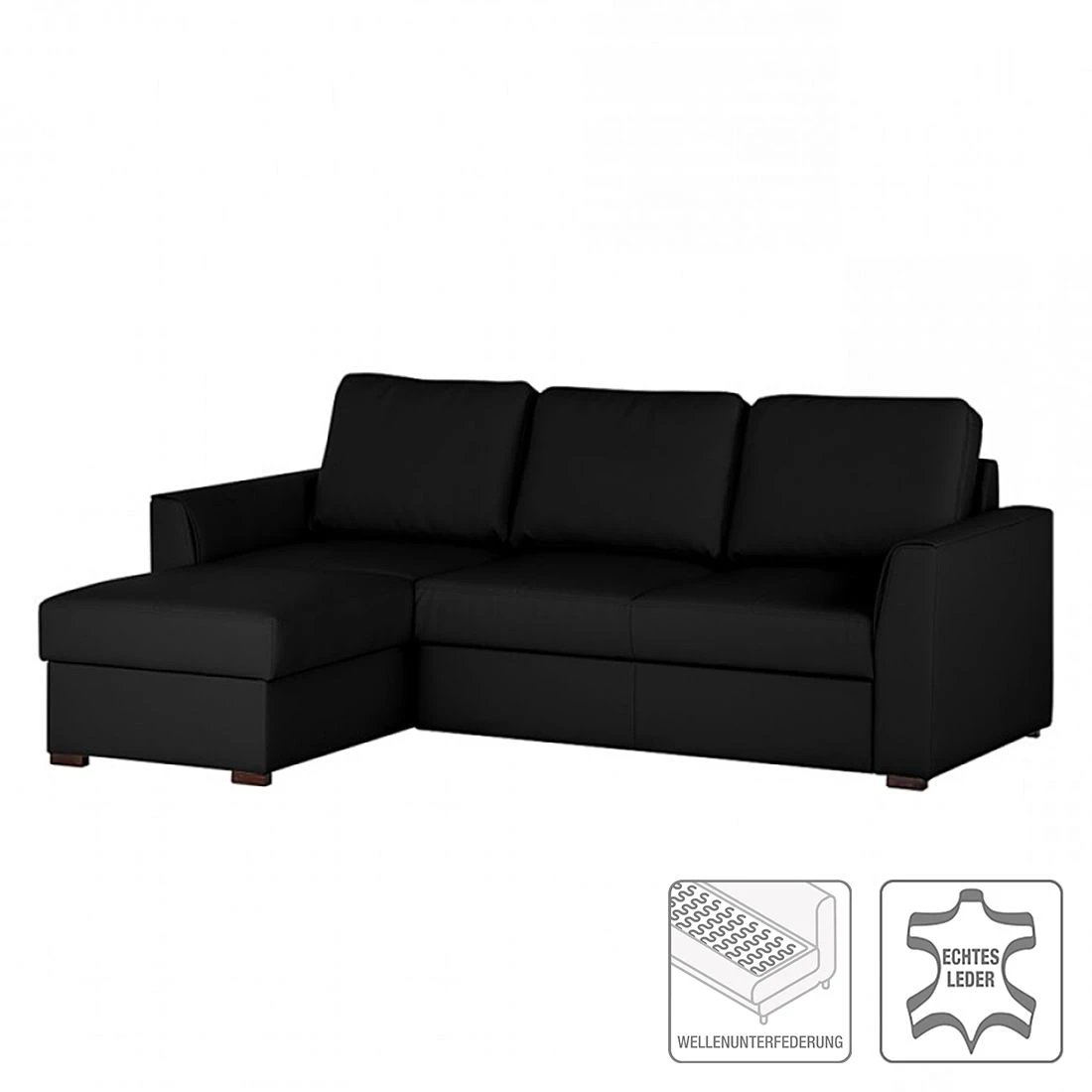 Loftscape Ecksofa Venezia - (mit Schlaffunktion / beidseitig montierbar) Echtleder - Schwarz 2 Loftscape Ecksofa Venezia - (mit Schlaffunktion / beidseitig montierbar) Echtleder - Schwarz – Bild 2