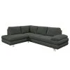 Loftscape Ecksofa Wasillas Webstoff - Anthrazit - Longchair davorstehend links - Bettkasten - Schlaffunktion
