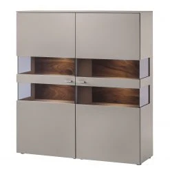 GWINNER Highboard Anzio - Matt Fango / Astnussbaum - Mit Beleuchtung