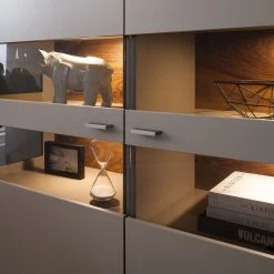 GWINNER Highboard Anzio - Matt Fango / Astnussbaum - Mit Beleuchtung -Wohnzimmermöbel boutique en ligne highboard anzio mit beleuchtung matt fango astnussbaum 4626416